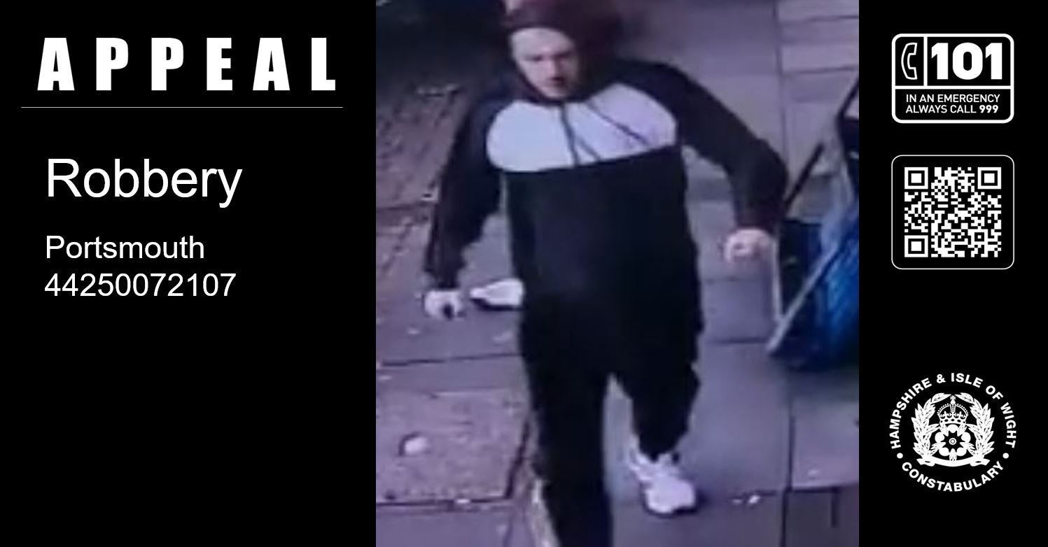 Image released in appeal following robbery in Portsmouth